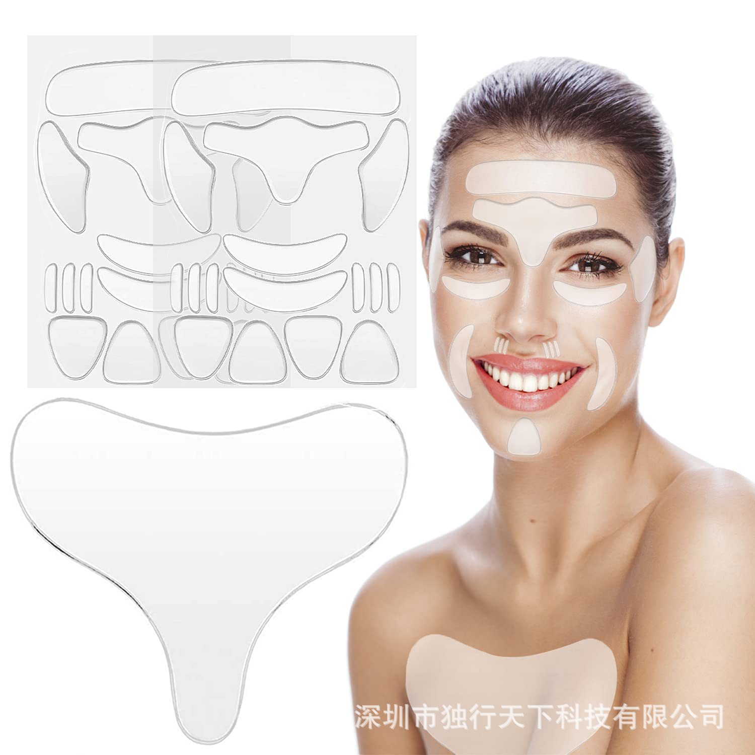 Silicone Stickers, Transparent Eye Stickers, Forehead Stickers, Neck Stickers, Chest Stickers, 11-Piece Set, 16-Piece Set, T-Shaped Chest Stickers, Triangular Chest Stickers