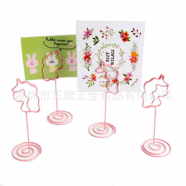 Picture of 8 spot pink heart-shaped wedding note holder round business card holder cactus seat card holder message holder