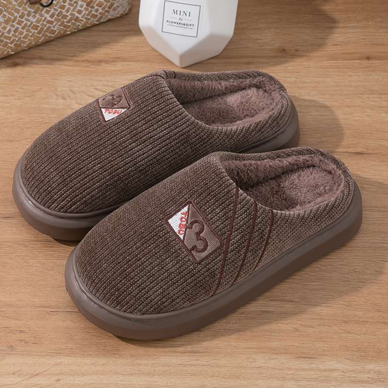 Picture of Cross-border New Men's Cotton Slippers Autumn and Winter Warm Thick Bottom Non-slip Home Indoor Quiet Household Cotton Slippers for Guests