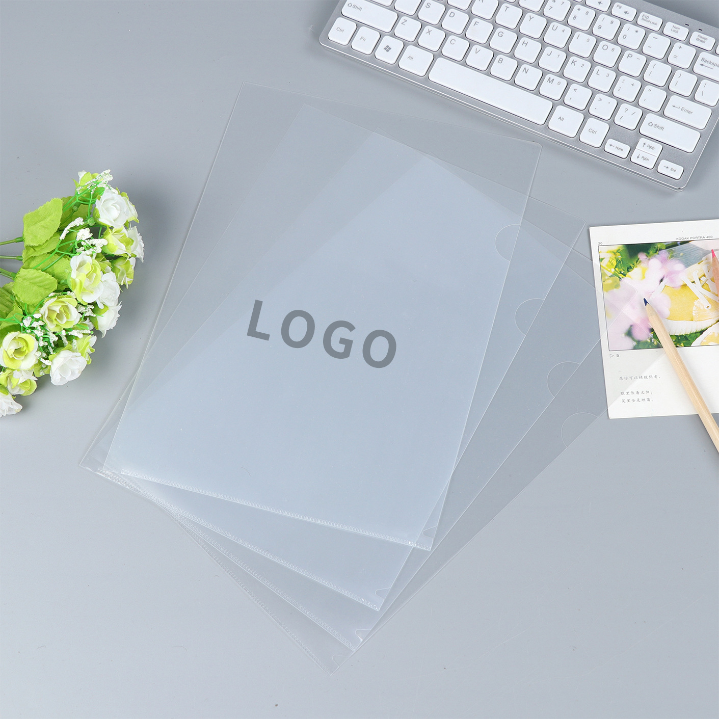Picture of a4 a5 single-page folder wholesale pp plastic transparent color office folder printable logo