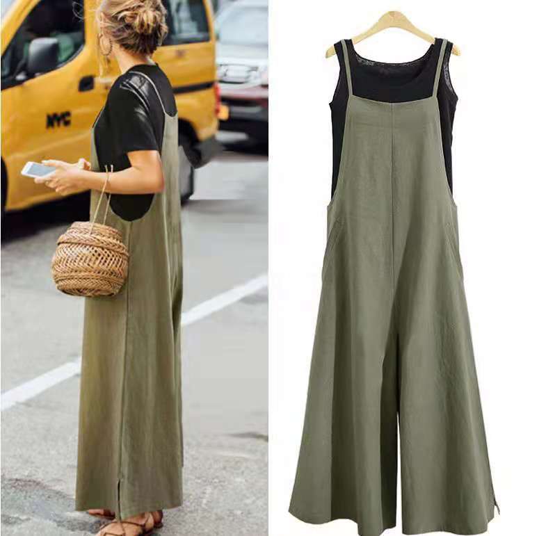 Picture of Cross-Border New European and American Women's Loose Wide-Leg Jumpsuit Casual Solid Color Versatile New Long Pants for Women