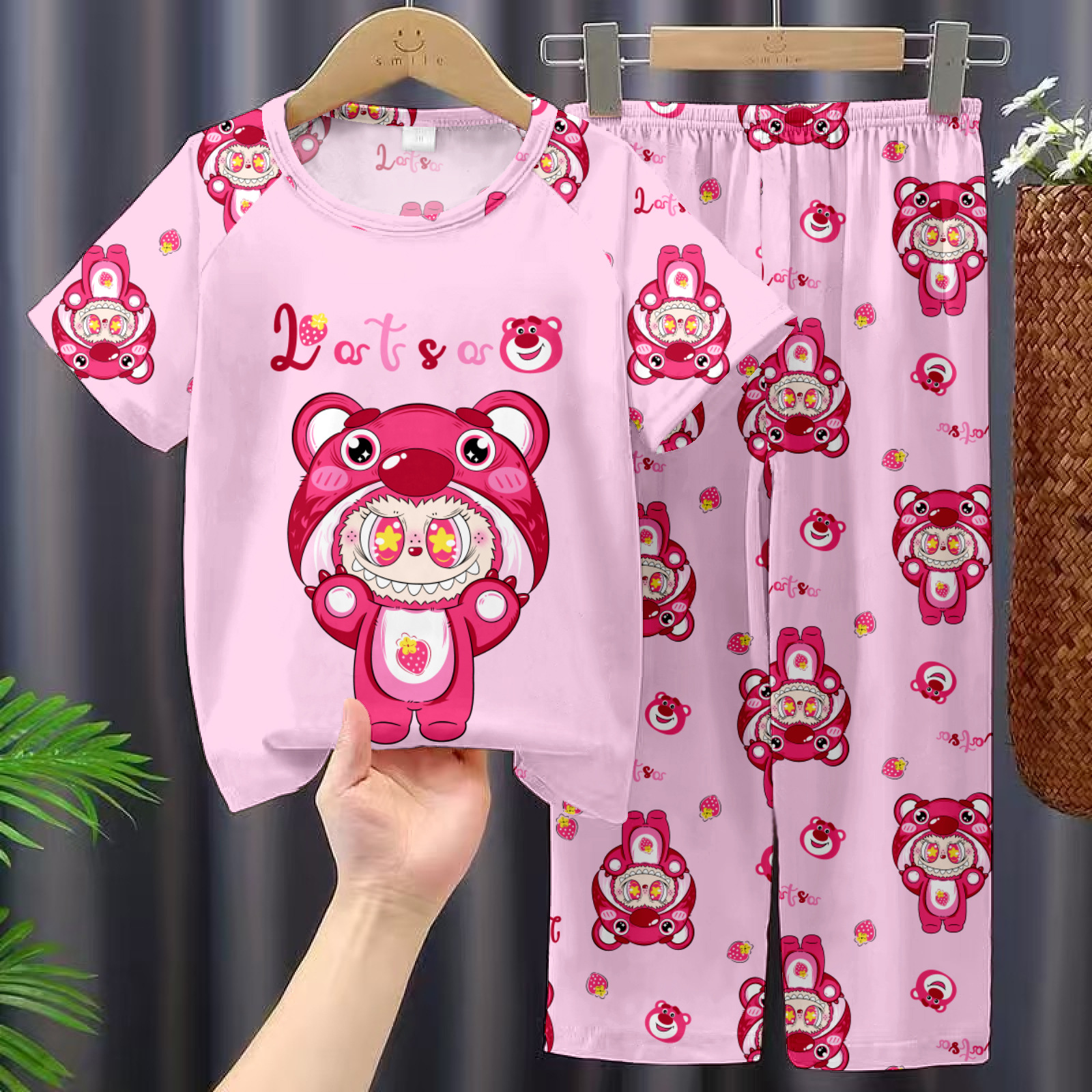 Picture of Children's Pajamas 2025 New Summer Thin Short-sleeved Trousers Girls' Large Children's and Girls' Home Clothes Summer Outer Wear