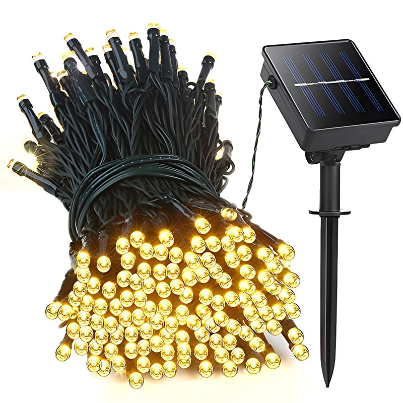 Picture of Solar String Lights Small Colorful Lights Flashing Lights Remote Control Christmas Garden Decoration Starry Sky Waterproof Camping Style Dark Green Line Light String