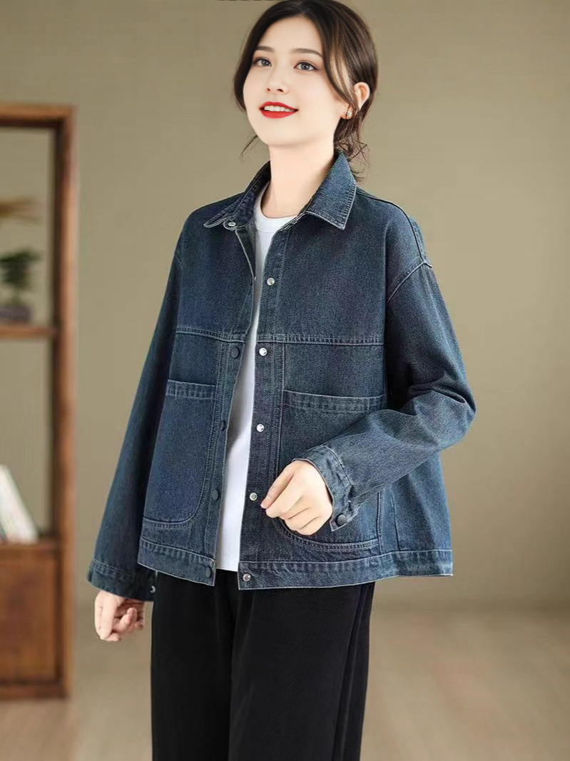 European denim women's jacket 2025 spring and autumn new retro small short top Han Fan slimming versatile jacket
