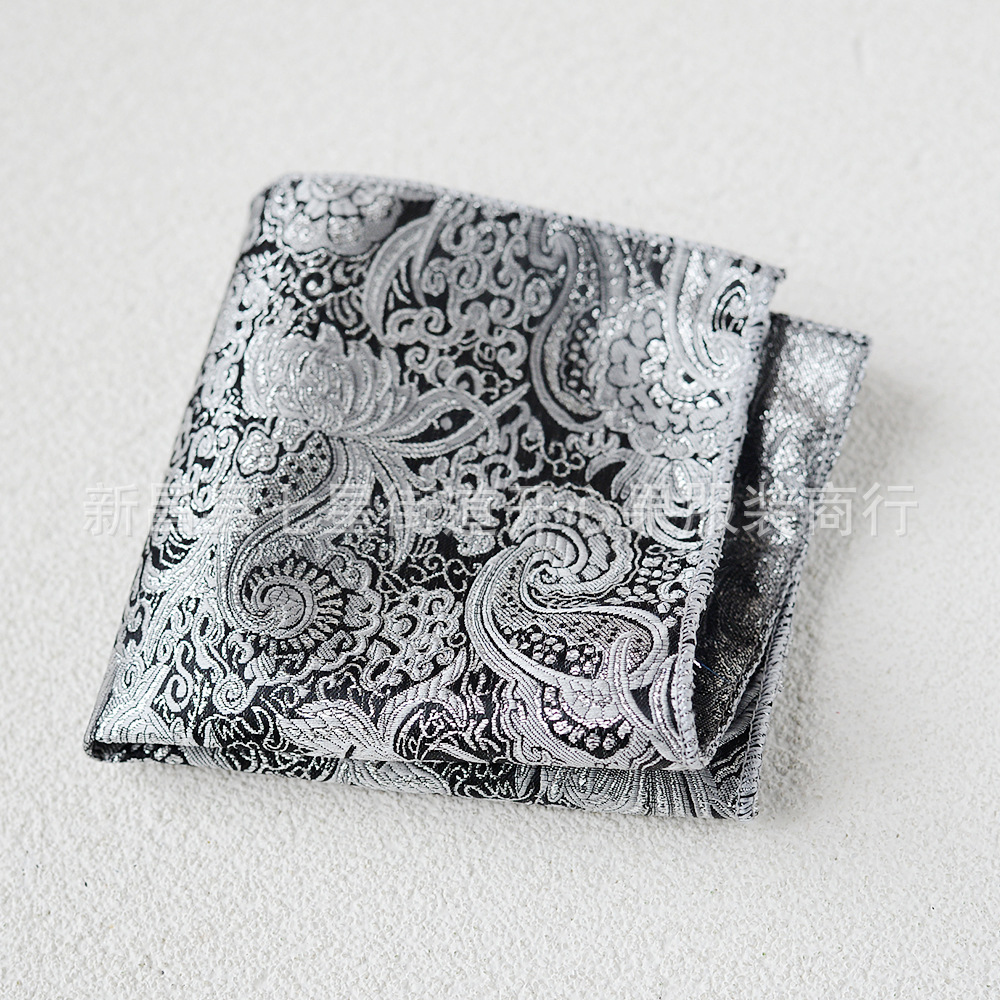 Picture of Men's suit small square scarf factory wholesale fashion polyester fashion accessories vintage embroidery pattern pocket towel men's clothing