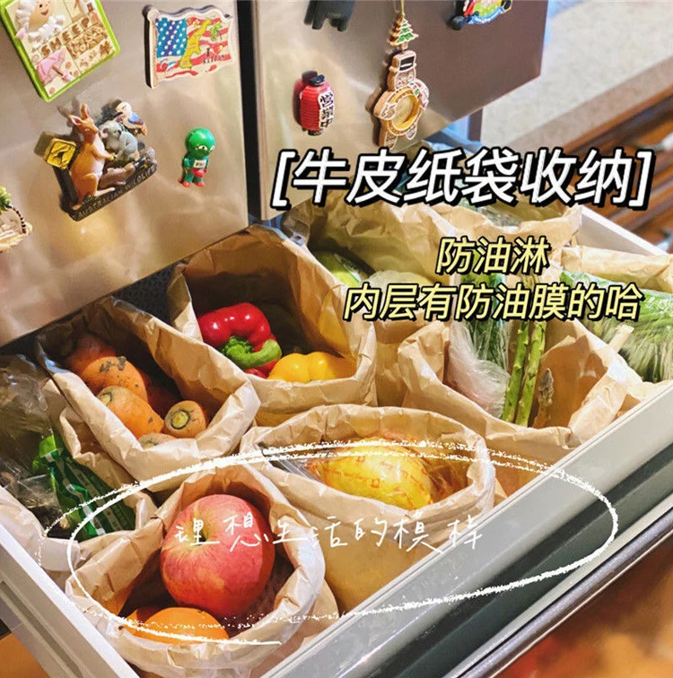28*15*28 square Kraft paper bag thickened coated waterproof oil-proof storage takeaway packaged snacks in stock wholesale