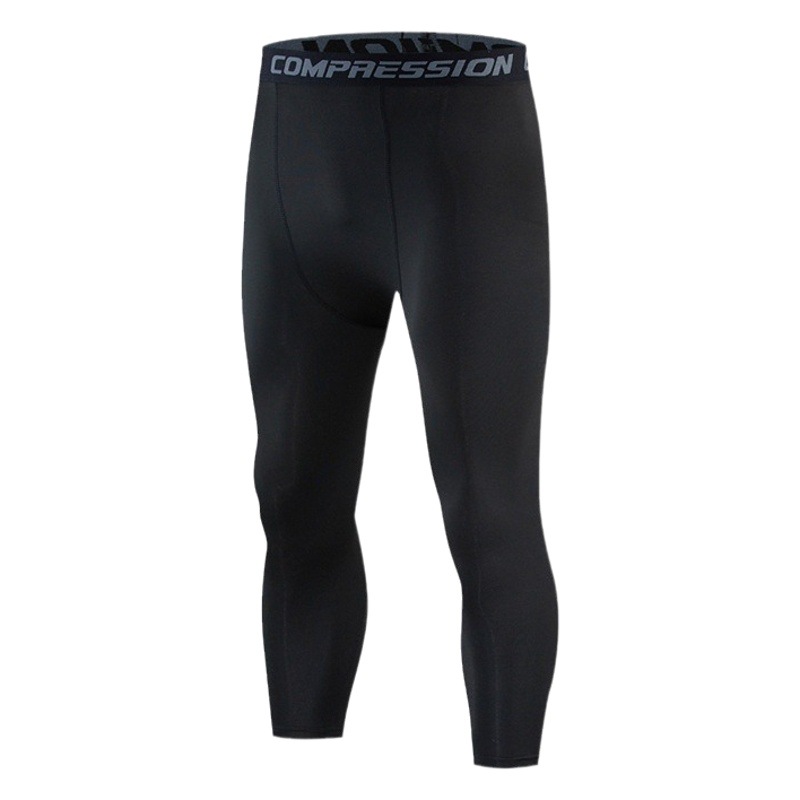 Cross-border compression pants high elastic seven-point training pants sports fitness running basketball pants breathable quick-drying moisture wicking