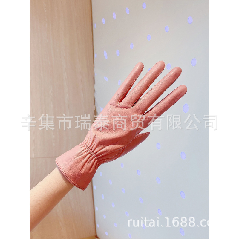 Picture of Leather gloves for women and men winter cycling driving fleece-lined thickened thin waterproof windproof touch screen winter riding motorcycle