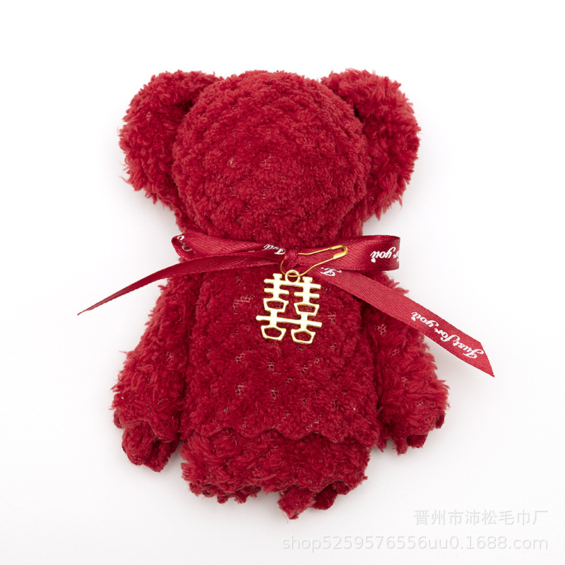 Picture of Coral Velvet Bear Towel Souvenir Gift Box Wedding Shop Promotion Event Opening Gift Advertising Gift Wholesale