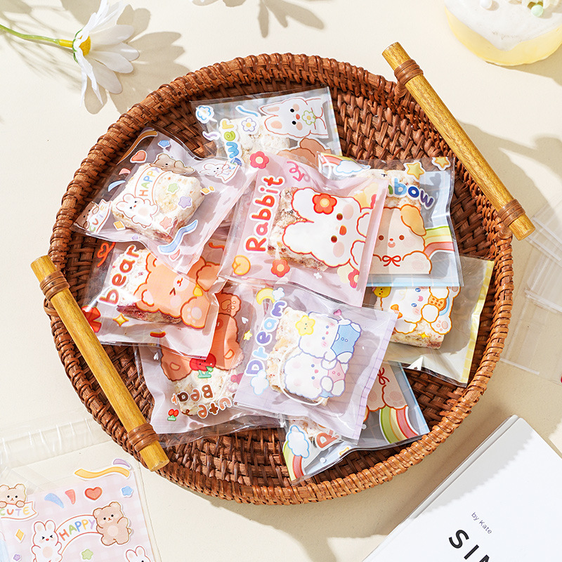 Cute Cartoon Snowflake Crispy Self-Adhesive Bag Cookie Packaging Bag Transparent Baking Candy Snack Bag Wholesale