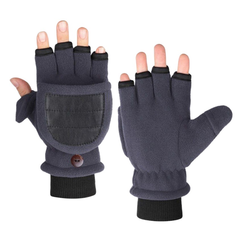 Winter Warm USB Double-Sided Electric Heating Gloves Half-Finger Flip-Up Constant Temperature Fleece Gloves Cross-Border Fast Heating