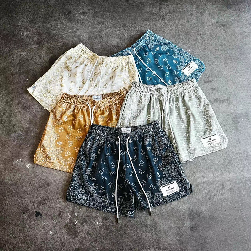 Summer new American fashion brand RYOKO RAIN casual shorts cashew flower sports basketball shorts cross-border foreign trade