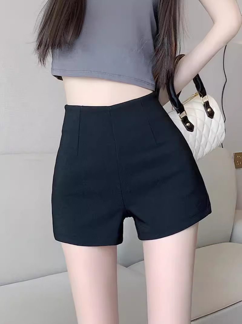 plus size chubby girl Shorts Women's Summer 2024 New High Waist Outer Wear Slimming A- line Wide Leg Pants Black Casual Hot Pants