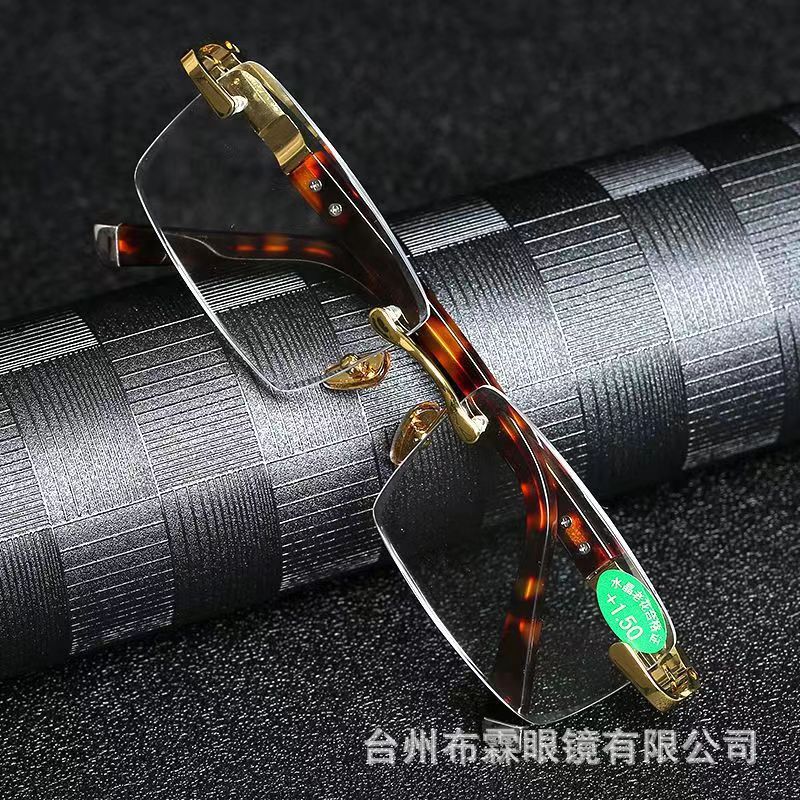 Picture of New frameless diamond cut border blue light reading glasses HD elderly anti-radiation anti-fatigue middle-aged old old light mirror