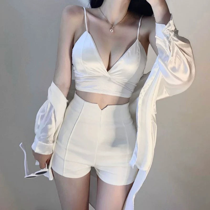 New 20A Slim-fit Stretch Korean Style Hot Pants Trendy Casual Pants Wide-leg Shorts Women's High Waist Ins Slimming 23 Autumn