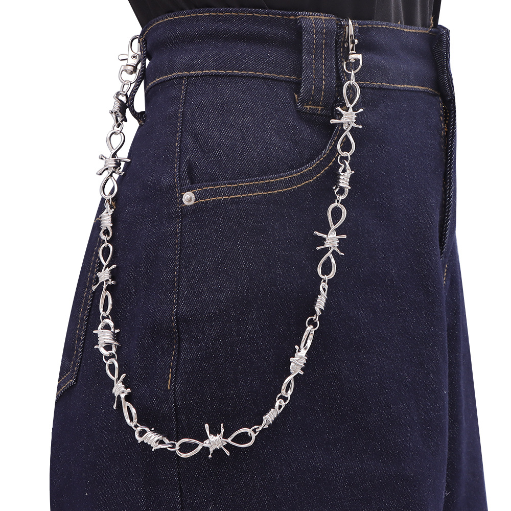European and American Street Style Personality Pants Chain Single-Layer Metal Thorn Vintage Minimalist Trendy Essential Accessory