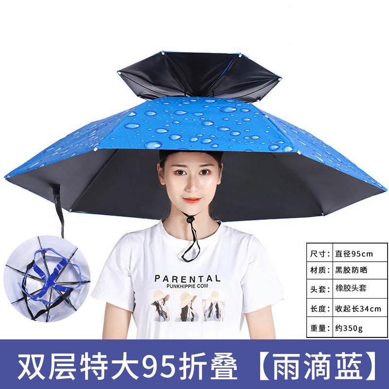 Picture of Large wholesale double-layer wind-resistant sturdy umbrella cap large folding dual-use sturdy sunshade umbrella custom advertising