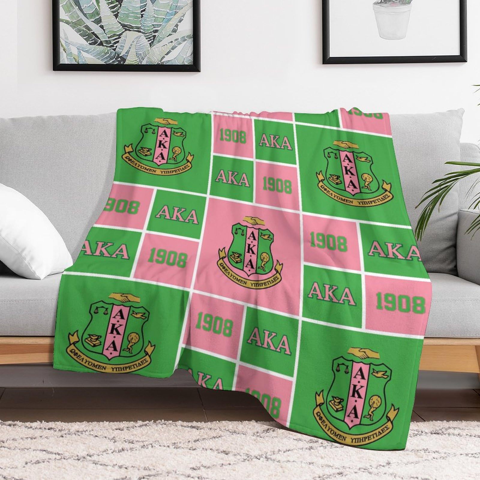 Picture of Cross Border AKA Girl Blanket Sorority Gift Soft Flannel Blanket Sisterhood Blanket for Women