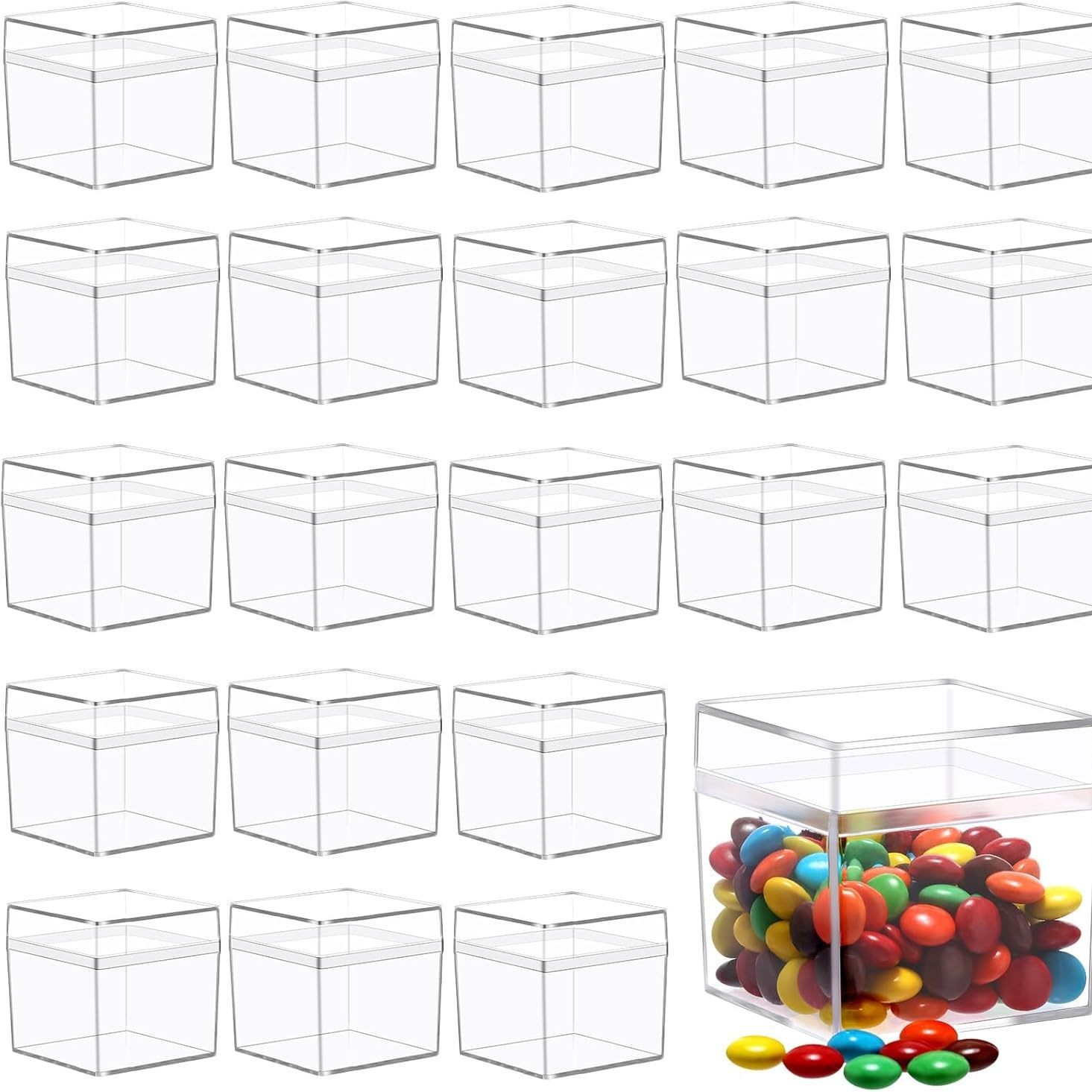 5cm Plastic Square Transparent Box with Lid, Candy Box for Parties, Packaging Storage Container, Storage Box