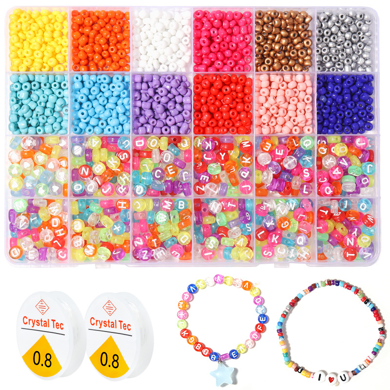 Picture of Amazon Hot Sale 24 Grid Multi Style Letter Beads Boxed Color Beads Handmade Set with Accessories diy Material