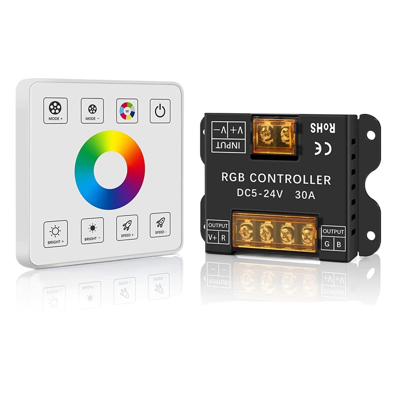 Led Light Strip Rf Touch Panel 30A High Power Wiring-Free Single Color Two Color Colorful Rgb Controller 12V-24V