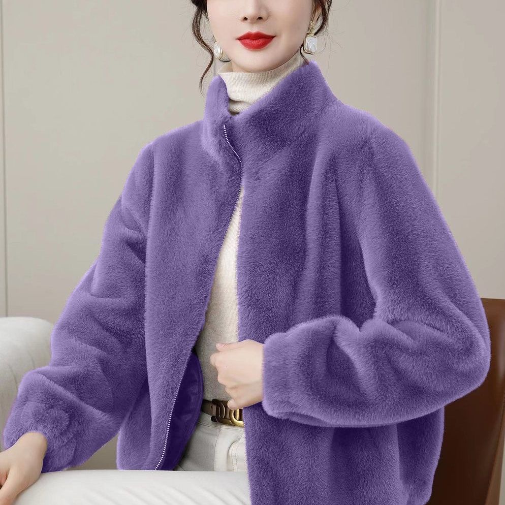 Foreign Trade 2024 New Winter Maillard High-end Imitation Mink Cashmere Jacket Women's All-match Western Style Loose