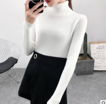 Picture of Autumn Clothing K-Style 2023 New Versatile Pure Color Slim Fit Pullover High Collar Warm Long-Sleeved Knitted Sweater for Women