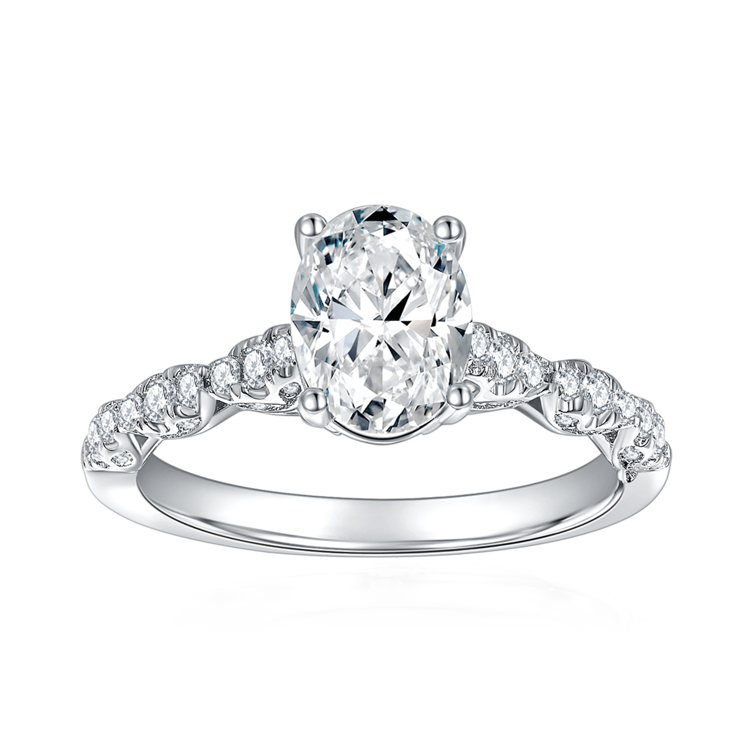 Cloud with jewelry cross-border tiktok live selling Oval 6*8mm all moissanite silver plated 18K gold ring