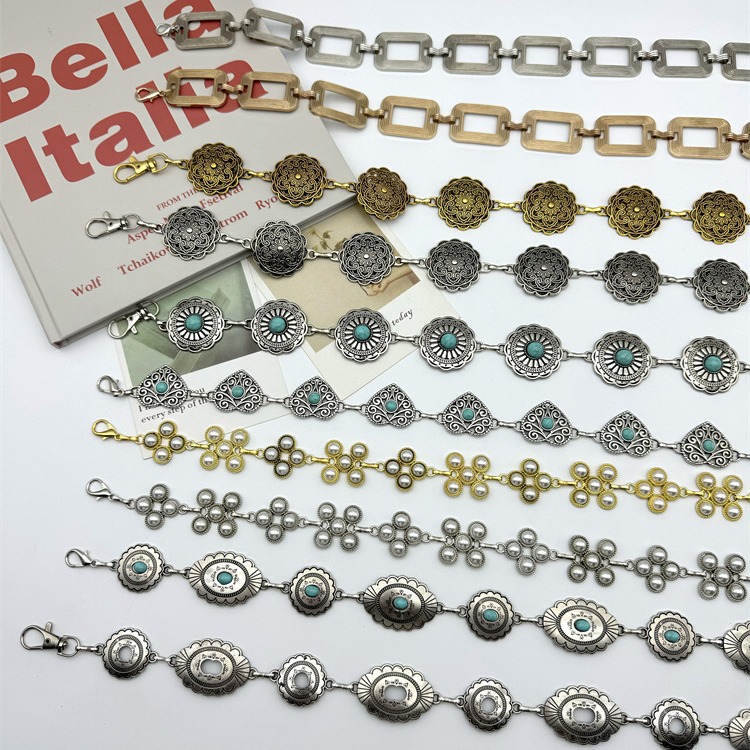 Vintage Design Sense Metal Waist Chain Accessories Women's Dress Fashion All-match Chain Decoration Belt Tight Waist Ethnic Style