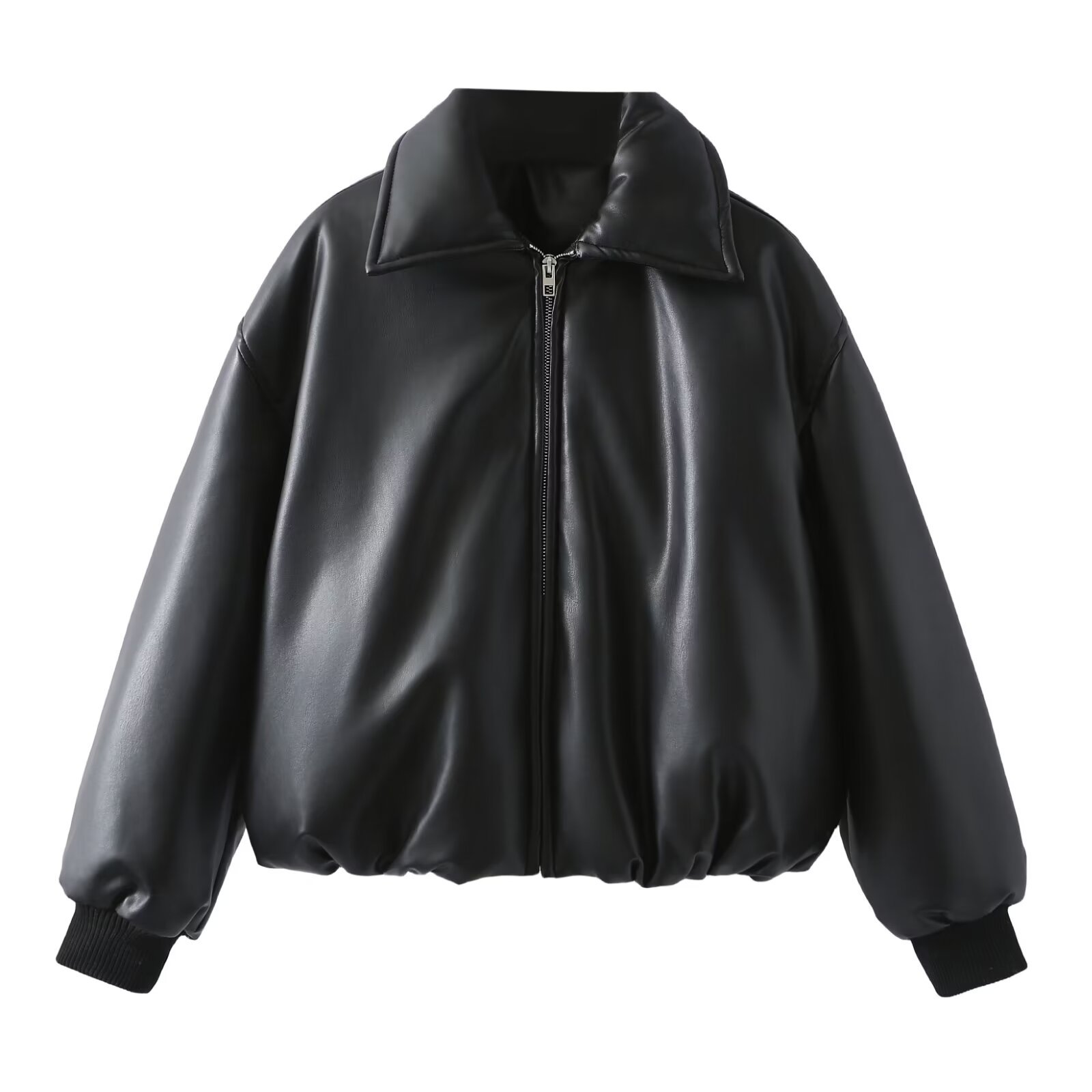 Picture of Pure Color Women's Online Red Egg White Leather Thickened Warm Short Leather Cotton Coat European and American INS Style 2024 Autumn and Winter New PU Cotton-padded jacket