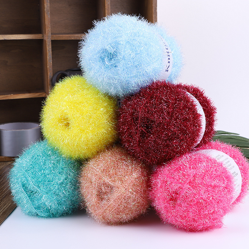 100g glass yarn magic color bright silk hand woven line DIY doll decorative wire factory straight hair