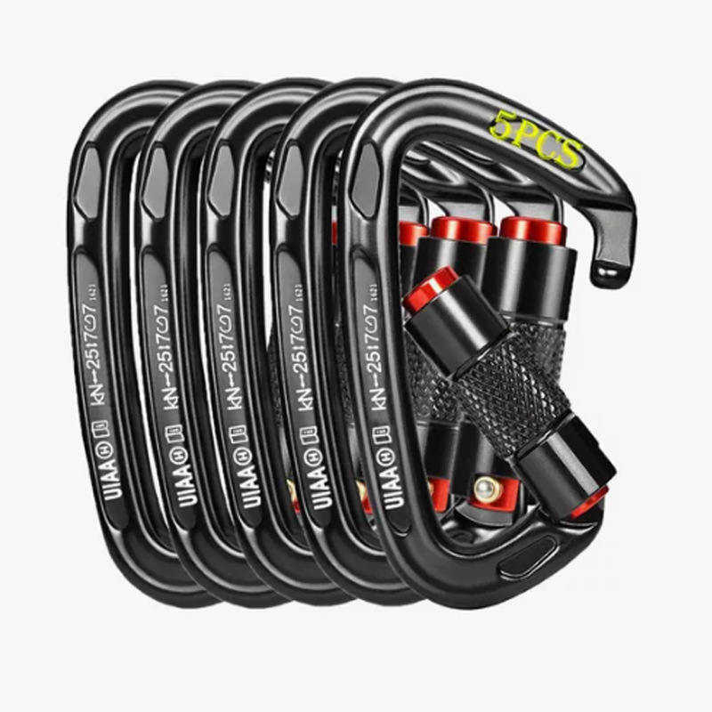 Picture of D-type automatic main lock 25KN aviation aluminum alloy D-type mountaineering buckle outdoor mountaineering automatic buckle rock climbing quick hanging hand lock