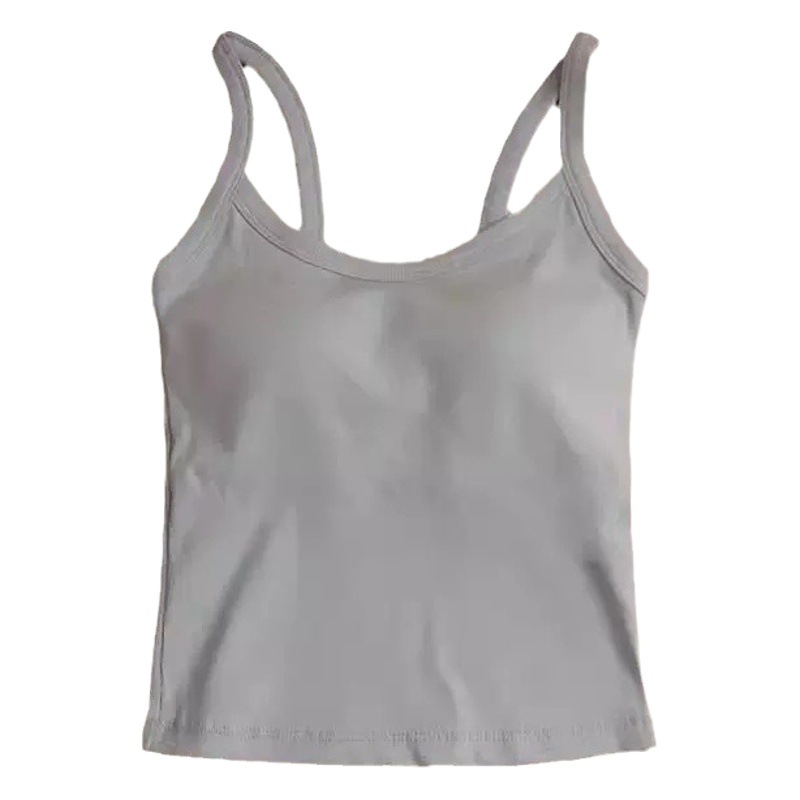 Women's Small Camisole with Chest Pad for Early Spring Sexy Hot Girl Sleeveless White Top for Outer Back