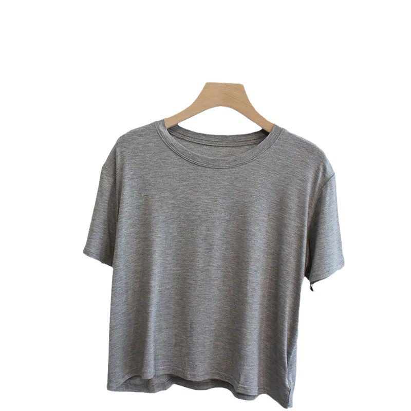 Picture of Super Hand-feel Short Modal T-shirt Women's Niche Summer 2024 Slim-fit Slimming Round Neck Short-sleeve Solid Color Base Shirt