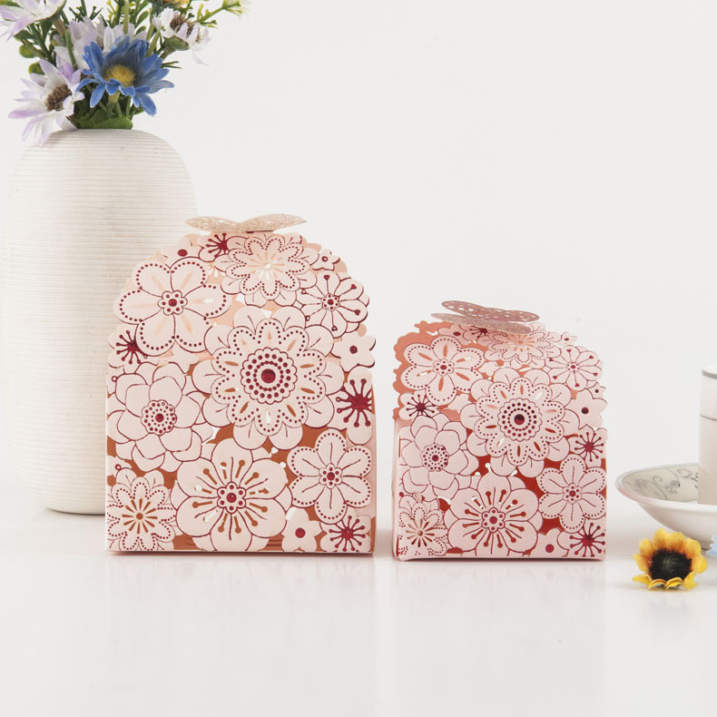 Picture of European-style New Candy Box Multicolor Hollow Petals Butterfly Box Wedding Candy Box Party Snack Packaging Box