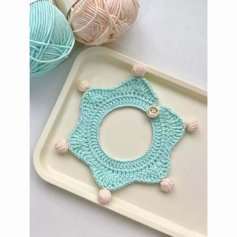 Picture of Wool Crochet Milk Cotton Cute Cat Collar Scarf DIY Homemade Material Package Hand-Knitted Pet