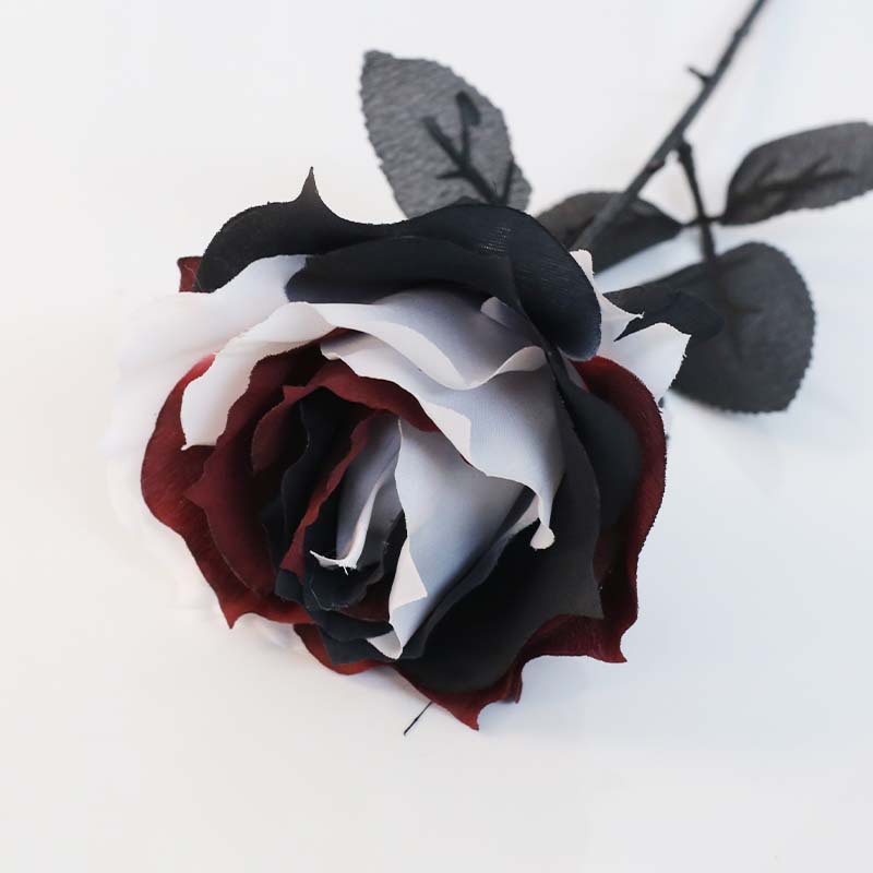 Picture of Artificial rose photography props Flower Gothic style dark red decorative ornaments black platinum rose wedding planning flower arrangement