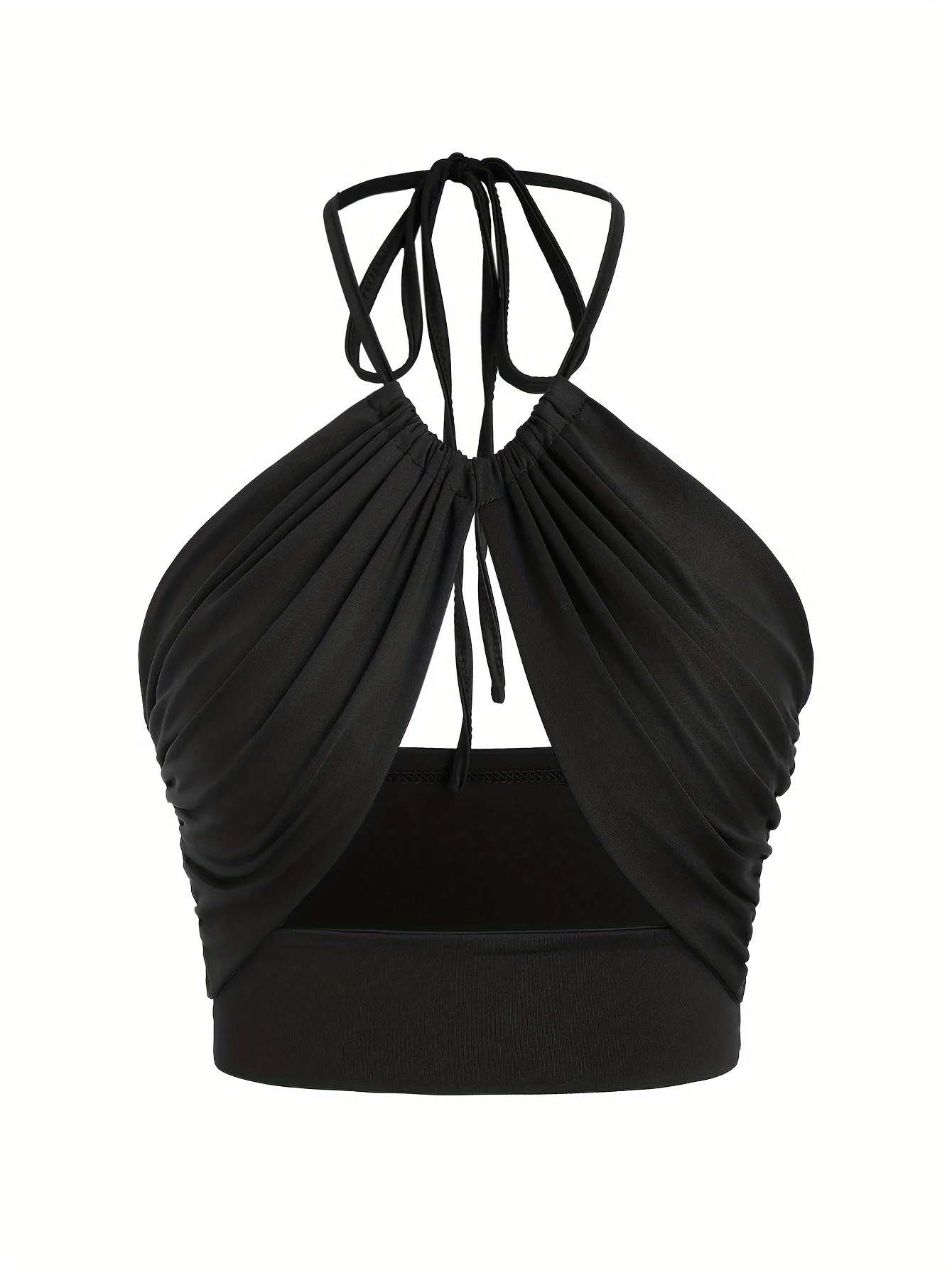 Strap Halterneck Sling Sexy Splicing Backless Chest Wrap Amazon New European and American Solid Color Women's Clothing