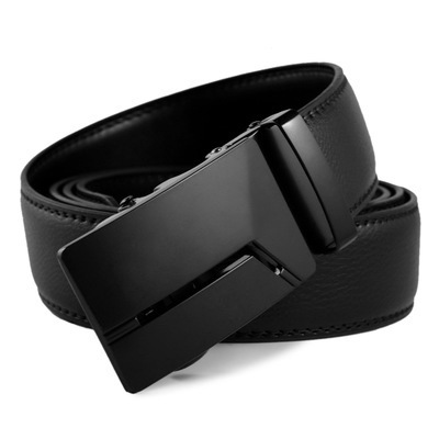 Cross-border explosions a variety of Guangdong alloy buckle all black belt men's belt automatic buckle cowhide wholesale generation