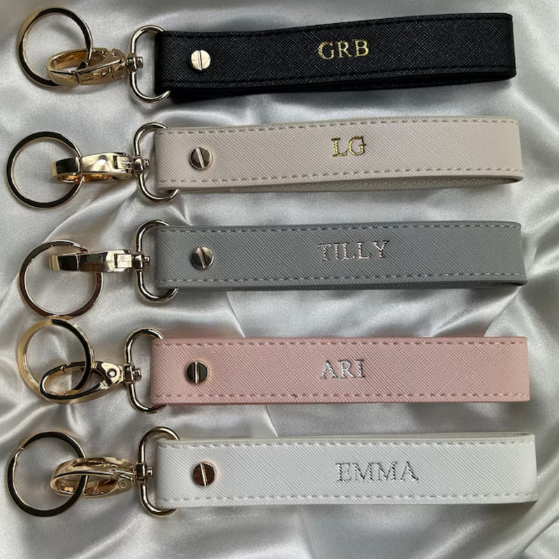 Picture of Creative simple pu leather car key chain diy personalized key chain gift anti-lost key rope accessories pendant