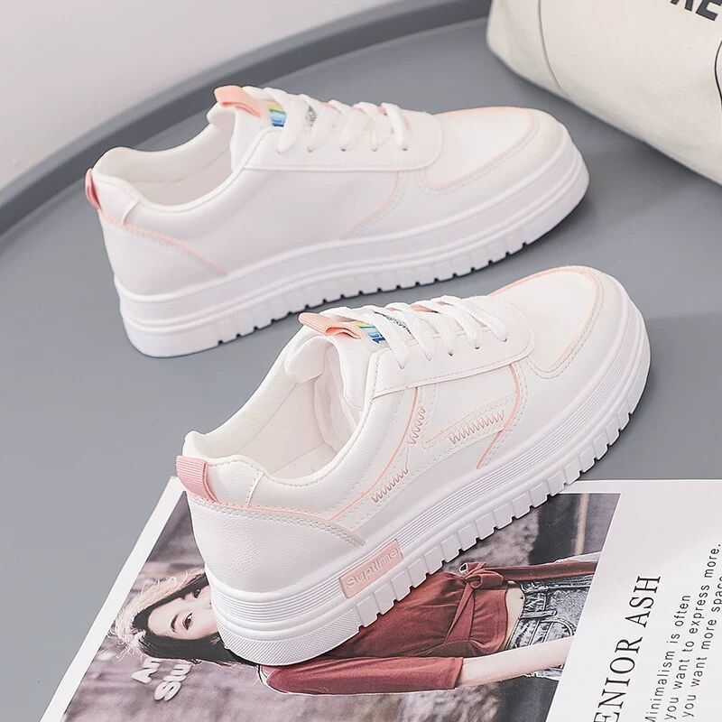 Picture of 2022 Spring New White Shoes Women's Breathable Spring and Autumn Fashion Sneakers Student Leather Women's Shoes Flat Sports Trendy Shoes