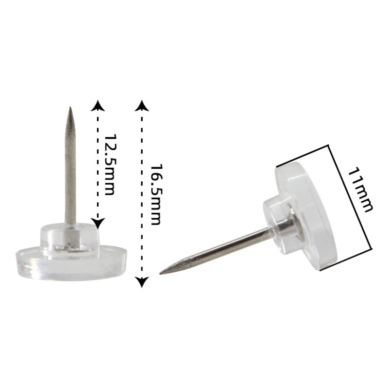 Picture of Wholesale Transparent White Black Round Flat Head Thumbtacks for Home Fixing, Office Cultural Wall Decoration Push Pins
