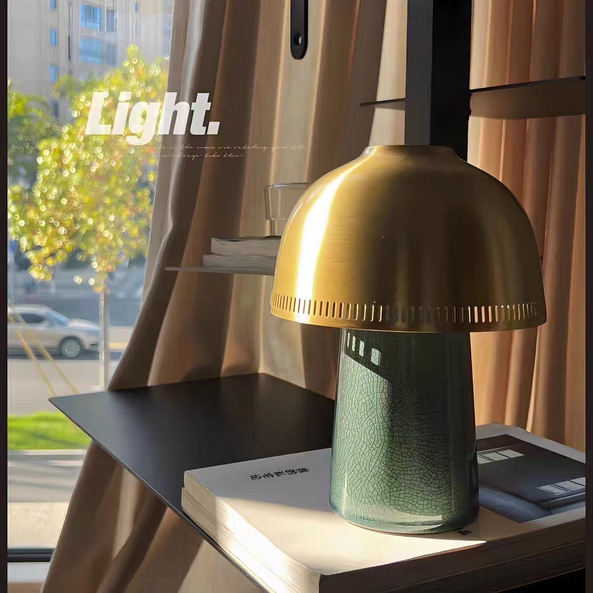 Danish Raku Sh8 Bedroom Bedside Lamp Modern Simple Ceramic Mushroom Mid-Century Style Decorative Portable Rechargeable Table Lamp
