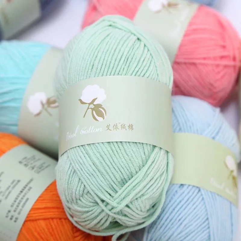 4-Strand Combed Milk Cotton Baby Cotton Thread Washed Wool Hand-Knitted DIY Knitted Scarf Sweater Crochet Cotton Thread