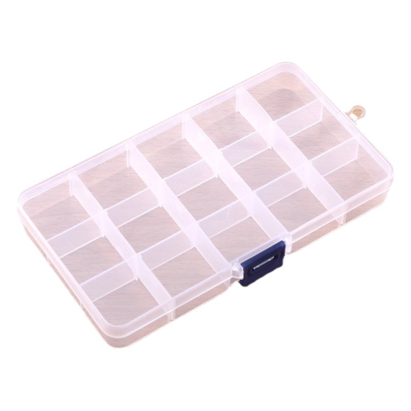Transparent detachable small size 15 grid storage box plastic box parts components fishing gear box jewelry PP packing box
