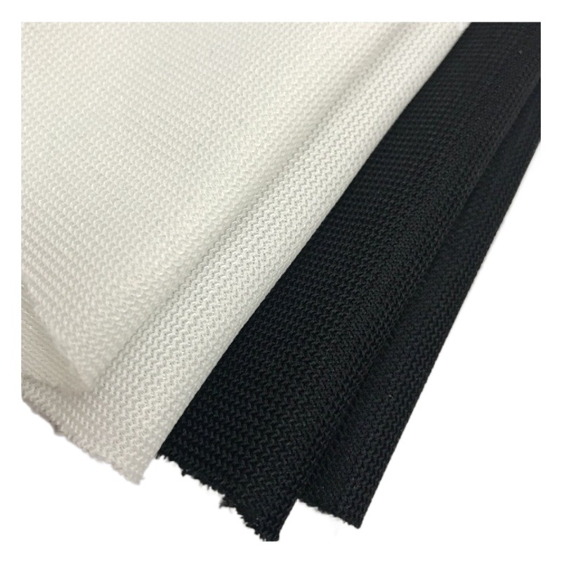 In stock 220g black and white buckle cloth work clothes fashion clothing bags shoes material fabric polyester knitted warp knitting cloth