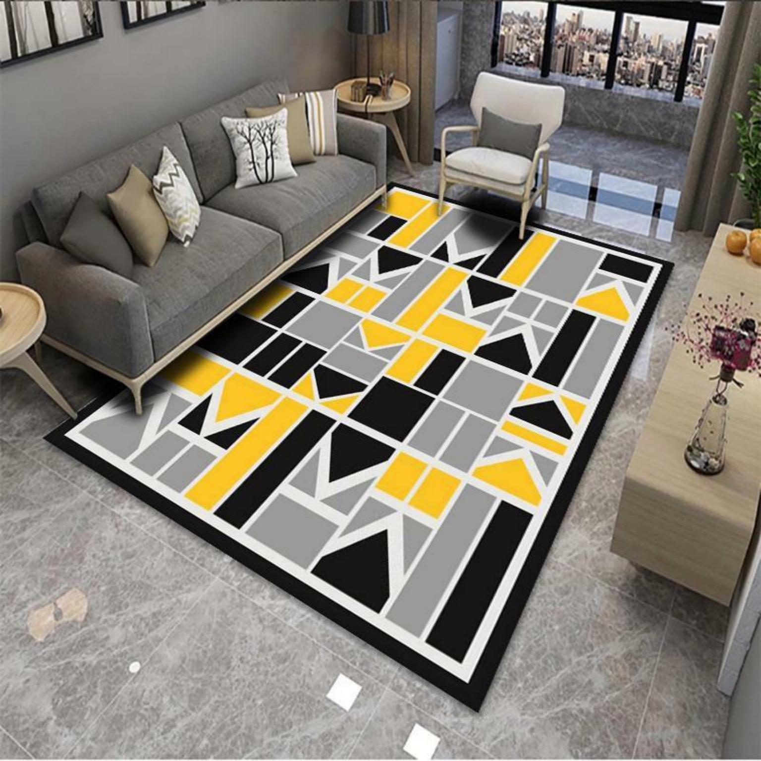 Picture of Modern Simple Living Room Carpet Geometric Pattern Home Study Sofa Printing and Dyeing Carpet Homestay Hotel Carpet Floor Mat