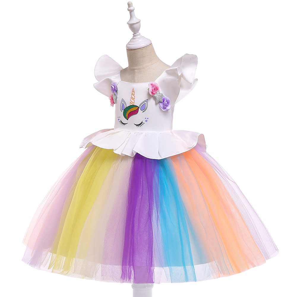 Picture of AliExpress European and American 2020 New Unicorn Children's Dress Princess Dress Children's Wear Girls Flower Girl Wedding Dress