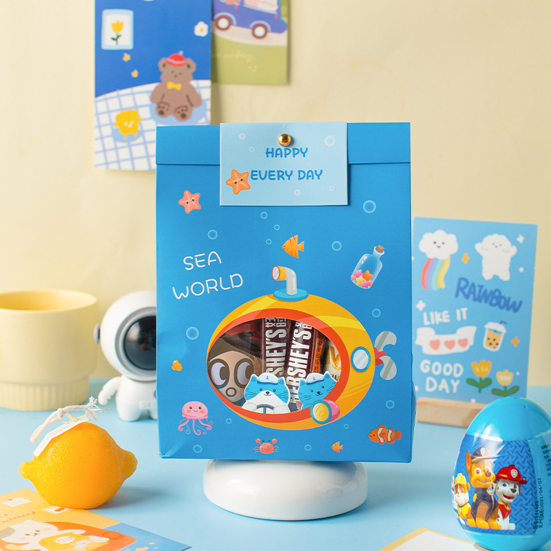 Children's Small Gift Stand-Up Bag Nougat Snowflake Pastry Packaging Bag Biscuit Bag Packaging Bag Baking Packaging Wholesale