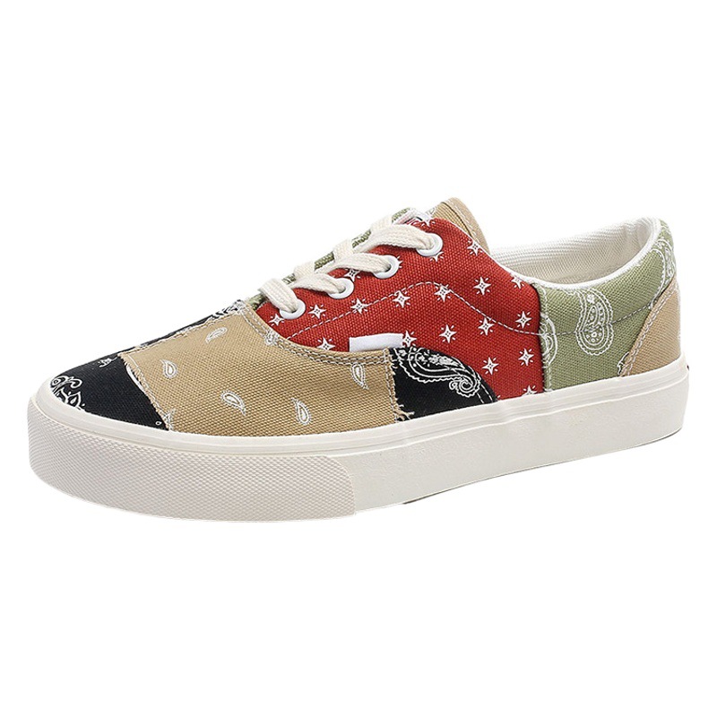 Vintage Stitching Cashew Flower Niche Design Low-top Sports Casual Canvas Shoes Student Skate Shoes Unisex